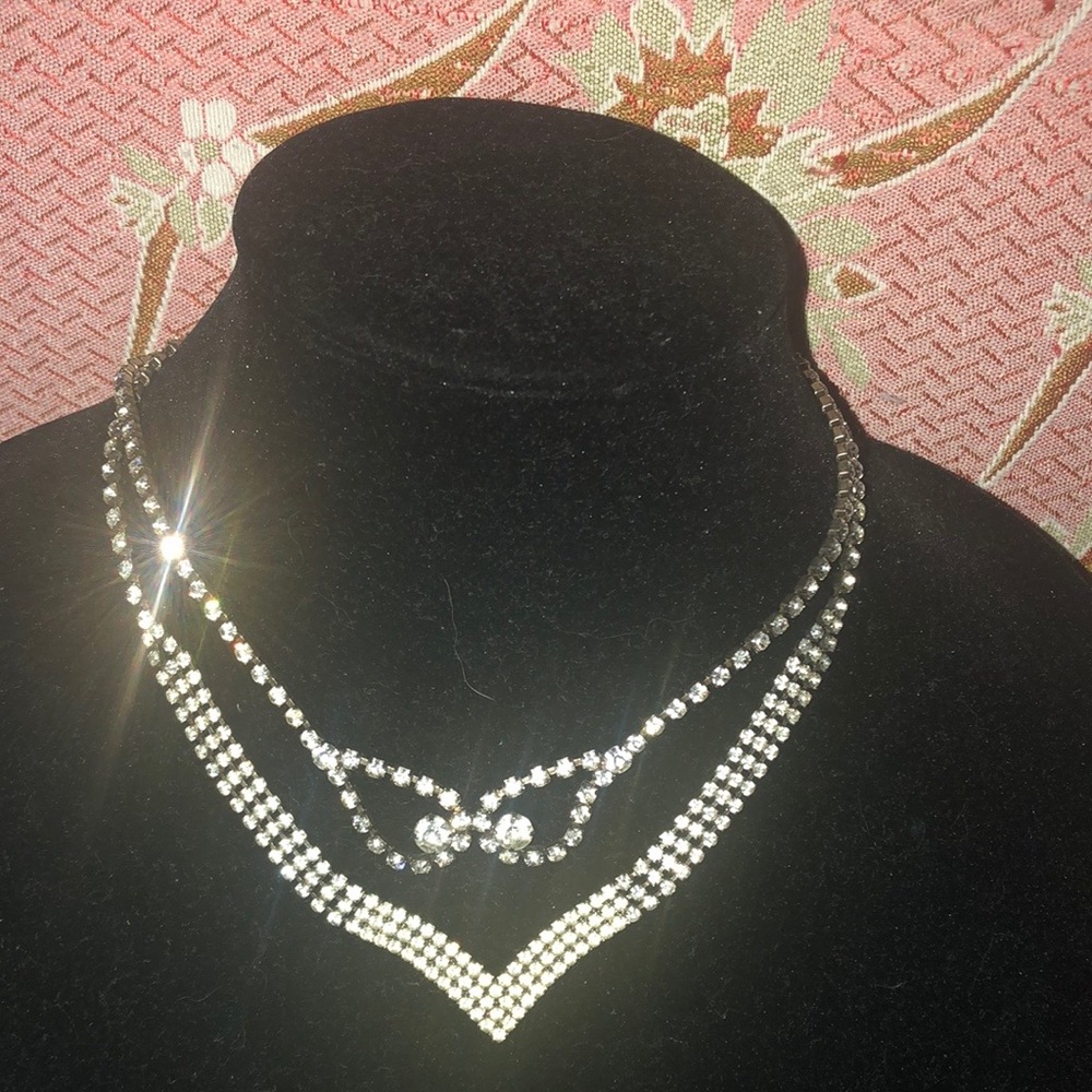 2 vintage rhinestone necklaces